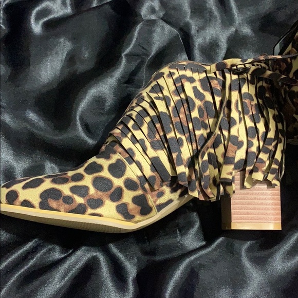 Leopard Fringe Booties - Picture 2 of 2